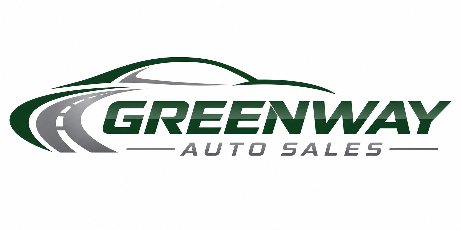 Greenway Auto Sales logo with a green car silhouette and a curving road graphic.